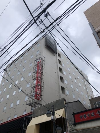 広島某ホテル看板吊り足場工事